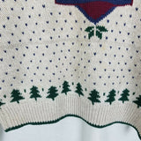 Vintage Woolrich Bird Geese Birdseye Knit Crewneck Sweater Men M Christmas Trees