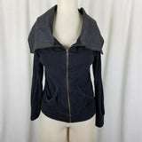 Guess Funnel Cowl Neck Shawl Collar Zip Up Sweatshirt Sweater Jacket Womens M