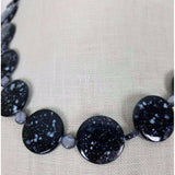 Speckled Black Glass Flat Circles Beads BEADED NECKLACE Contemporary Statement