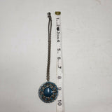 Turquoise Beads Medallion Pendant Silver Filigree Statement Necklace Earrings