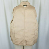 Robert Louis Nylon Quilted Snap Up Jacket Blazer Womens L Tan Mandarin Collar