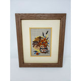 Southwestern Wood Framed Needlepoint 3D Raised Picture Native Artwork 13x11 Mat