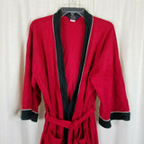 Harcourt Red & Black Velour Wrap Bath Robe Mens One Size OS Striped USA Smoking
