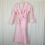 Vintage 1970s Bees & Jam Bubblegum Pink Lace Quilted Tie Sash Bath Robe Girls 8