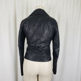 Topshop Vegan Faux Black Leather Cropped Moto Jacket Wide Collar Womens 4 Padded