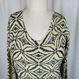 Pierri New York Gold Glitter Metallic Knit Sweater Top Diamond Print Womens M L