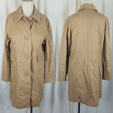 Vintage Valerie Stevens Midi Trench Coat Womens M Tan Khaki Camel Peacoat Cotton