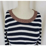 Banana Republic Nautical Striped Navy Blue White Metallic Knit Sweater Womens S