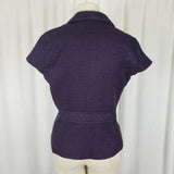 Coldwater Creek Wool Boucle Cap Short Sleeve Button Blazer Vest Plum Womens 10