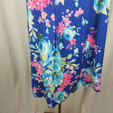 Floral Baby Doll Twirl Ruffles Sleeves Mini Tunic Dress Womens 2XL Stretch Blue
