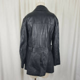 Vintage Paul Blanche Skins Belted Black Leather Jacket Blazer Look Coat Mens