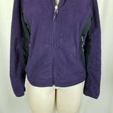 LL Bean Quilted Embroidered Fleece Full Zip Up Anorak Jacket Womens PM Stretch