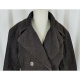 G.H. Bass Corduroy Double Breasted Trench Peacoat Coat Womens L Chocolate Brown