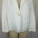 TALBOTS Woman 100% Cotton White Eyelet Lace Jacket Blazer Womens 16W Plus Size