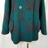 Anthropologie Cartonnier Green Plaid Poncho Cape Swing Peacoat Jacket Womens M