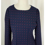 NWT Xian Dong Polka Dotted Woven Brocade Dress Womens S Korea Fit & Flare Navy