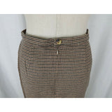 Vintage Lands End Houndstooth Checked Stretch Pencil Skirt Womens 8 Brown Black