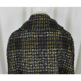 Vintage 50s Union Made Plaid Jackie O Mod MCM Woven Wool Peacoat Coat Womens L