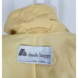 Vintage Claude Havrey Paris Long Maxi Placket Front Yellow Trench Coat Womens S