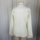Grand Ole Opry Zip Front Ribbed Cardigan Sweater Faux Leather Fringe Womens 1X