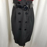 Roulette Colorblock Double Breasted Belted Mini Satin Coat Dress Womens 10 Goth