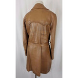 New England Sportswear Co Belted Brown Leather Jacket Peacoat Western Womens 14