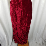 Vintage Crushed Red Velvet Maxi Dress Womens S Formal PomPom Textured Top Empire