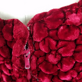Vintage Crushed Red Velvet Maxi Dress Womens S Formal PomPom Textured Top Empire