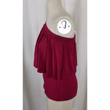 Anthropologie Gemma Off Shoulder Jersey Top Tunic Shirt 3 Dots Plum Womens XS