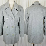 LL Bean Wool Cashmere Double Breasted Peacoat Jacket Short Coat Womens 8 Gray