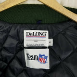 Vintage DeLong Green Bay Packers Letterman Sports Jacket Wool Leather Mens XL