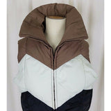 Monika Tilley Profile Down Vest Mens S Chevron Stripe Zip Up Puffer Colorblock