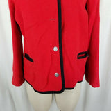MackIntosh Boiled Wool Cardigan Sweater Jacket Womens M Ribbon Trim Collarless