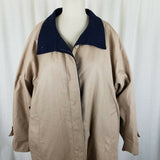 London Fog Funnel Neck Insulated Long Trench Coat Womens 12 Wool Zip Out Liner