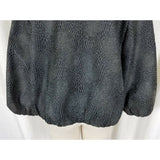 Due Per Due Animal Print Puff Sleeves Wide Collar Black Blazer Jacket Womens L