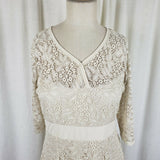Mod Vintage 60s Twiggy Space Age Fit & Flare Twirl Dress Lace Overlay Womens M L