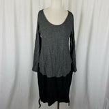 Matti Mamane Jersey Knit Sack Dress Black Gray Colorblock Scoop Neck Womens S