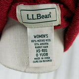 LL Bean Merino Wool Angora Turtleneck Sweater Womens XS Mottled Red Lightweight