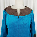 Lifestyle by Legacy Velour 3/4 Sleeve Tunic Top Blouse Mini Dress Womens S Brown