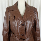 Vintage Sears Western OutdoorWear Faux Fur Leather Peacoat Trench Coat Womens 16