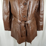 Vintage Sears Western OutdoorWear Faux Fur Leather Peacoat Trench Coat Womens 16