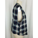 Vintage American Blue Southwestern Aztec Tribal Plaid Vest Mens M Waistcoat