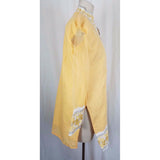 Vintage India Sheer Seersucker Tunic Sari Jacket Top Embroidered Trim Womens XL