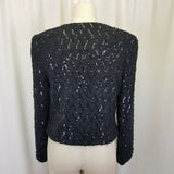 Ursula of Switzerland Heavily Sequined Black Satin Blazer Jacket Womens 12P USA