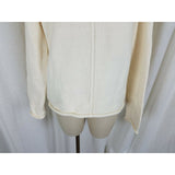 Liz Claiborne Henley Knit Sweater Cotton Shawl Collar Funnel Neck Womens M Cream