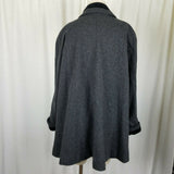 Jofeld De Ball Velvet Trim Short Aline Skater Swing Peacoat Jacket Womens L Gray