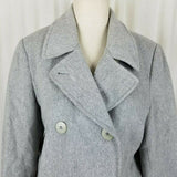 LL Bean Wool Cashmere Double Breasted Peacoat Jacket Short Coat Womens 8 Gray