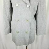 LL Bean Wool Cashmere Double Breasted Peacoat Jacket Short Coat Womens 8 Gray