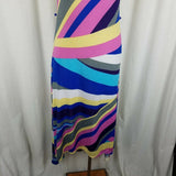 True Rock Hi Lo Psychedelic Stretch Jersey Knit Maxi Dress Womens S Assymetrical