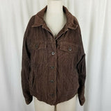 LL Bean Petites Chocolate Brown Corduroy Trucker Style Jean Jacket Womens LP